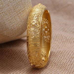 Bangle Annayoyo 24K Золотой цвет браслеты Женщины/девочка любовь Франция Модные украшения для африканской индийской подарки детей