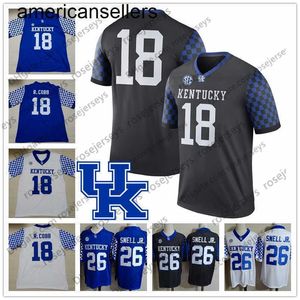 NCAA Kentucky Wildcats #18 Randall Cobb 66 George Blanda 57 Dermontti Dawson 88 Jeff Van Not 97 Sanat hala mavi emekli futbol forması