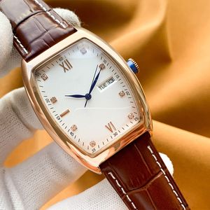 Mens Watches Mechanical Watch Fashion Wristwatches Business Wristwatch Leather Stainless Steel Strap Montre De Luxe 40MM Barrel Type