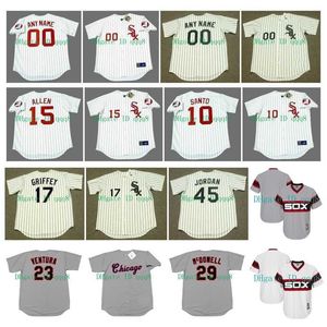 College-Baseball trägt Vintage-Trikot von KEN GRIFFEY JR. BO JACKSON PAUL KONERKO RICHIE ALLEN RON SANTO WILBUR WOOD FRANK THOMAS MARK BUEHRLE Retro-Baseball