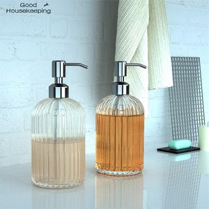 Liquid Soap Dispenser High Quality Large 18oz Manual Clear Glass Hand Sanitizer Bottle Containers Press Empty Bottles Bathroom#GH 221124