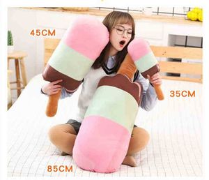 Plushies Kawaii Schokoladeneis Eisbett Kissen Big Erdbeer -Eis am Stiel Kissen weich gefüllte Snack Puppe Plüsch Food Toy Room Dekor J220729