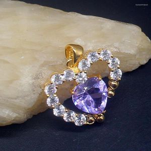 Pendant Necklaces Gemstonefactory Jewelry Big Promotion Yellow Gold Color Purple Topaz Zircon Women Ladies Mom Gifts Necklace 20223967