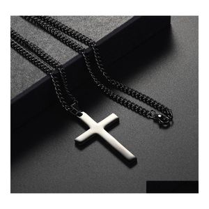 Collane con ciondolo Collana croce classica Collana pendente a catena in acciaio inossidabile di moda per uomo Gioielli regalo Collare Hombres Consegna goccia Nec Dh2Yt