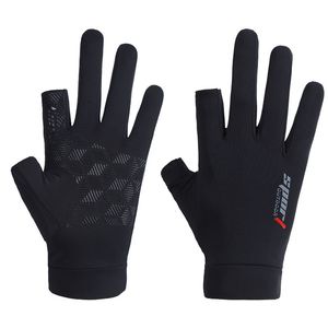 Fünf Finger Handschuhe Angeln Sun Proction Fahren Atmungsaktive Antislip Halb Fingerlose Sommer Eis Seide Outdoor Männer Frauen Handschuh 221119