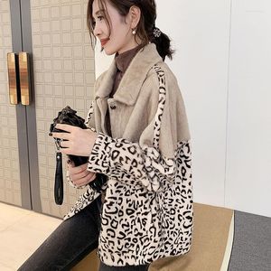 Pur mulheres femininas 2022 Inverno moda leopard estampa de pelúcia fêmea feminina grossa quente jaqueta de marceninha casual feminino de rua fora de roupa y999