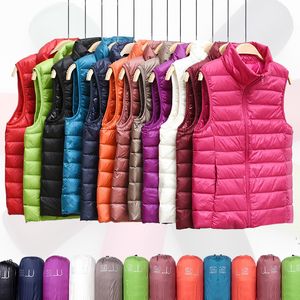 Mulheres para baixo parkas ultra fino jaqueta leve quente colete feminino sem mangas recortado puffer colete forro mulher casaco de inverno primavera 221124