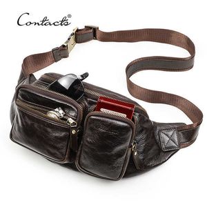 Genuine Leather Men Waist Pack Multifunction Small Crossbody Bag Travel Fanny Casual Chest Bags for Male 221101