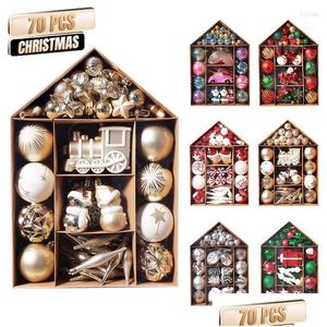 Party Decoration Party Decoration 70st Christmas Ball Ornaments Set Xmas Tree Hanging Pendants Home Decorations Year Gifts 2023 DRO DH5PL