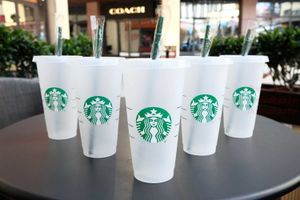 スターバックスマグ24オンス透明な色の変化タンブラー魔法のプラスチック製飲料カップと蓋とストローキャンディーカラーマジックコーヒーマグカスタム0UIC