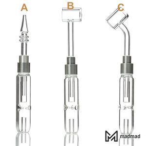 Acessórios para fumantes NC Kits Micro Straw Mini Kits Para uso de petróleo Banger de quartzo Dica com corpo de vidro