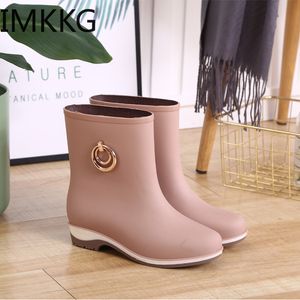 Rain Boots Elegant Short Women Rubber Ankle Fall Autumn Day Waterproof Woman Shoes 221124