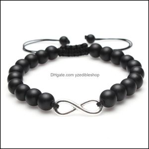 Pärlstav oändlighet lava rock turkos pärlstav armband stensträng justerbara armband för kvinnor män mode smycken gåva vit drop d dhuci