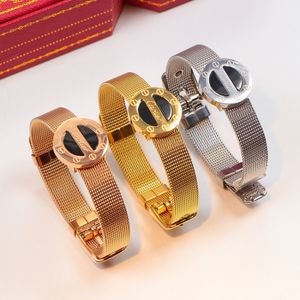2022 Bracelet de boucle de courroie rond Cartier Bracelet en acier titane k Rose Gold Watch Band Bracelet