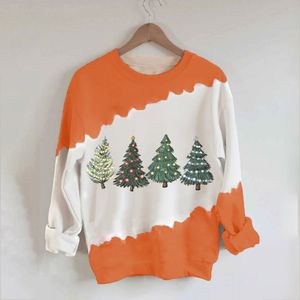 Damen-Kapuzenpullover, Sweatshirts, Weihnachtsbaum-Druck, modisch, lässig, Rundhalsausschnitt, langärmelig, Pullover, mehrere Farben, 221124