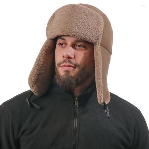 Boinas quentes inverno ushanka chapéus térmicos faux peles bombardeiro hat bomber ao ar livre tampas de flapa de ouvido à prova de vento engross