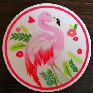 Sottobicchieri da tavola CFen A's Flamingos Forma Rotonda Sottobicchieri in Silicone per Bevande Tappetino per Tazza da Caffè Tè 4 Pezzi