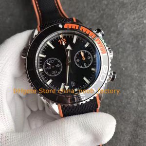 6 Style Men Chronograph Watch Men's Black Dial Orange Ceramic Bezel 45.5MM Rubber Bracelet OM Factory Cal.9900 Automatic Movement Chrono Sport Watches