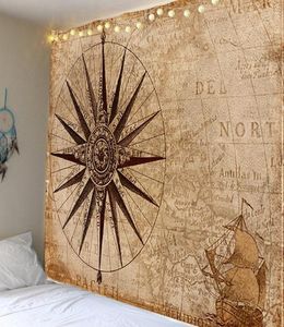 Tapesty mapa kół gwiazd starożytny statek dywan gobelrz w art deco tkanina sypialnia tapicerka 5513120