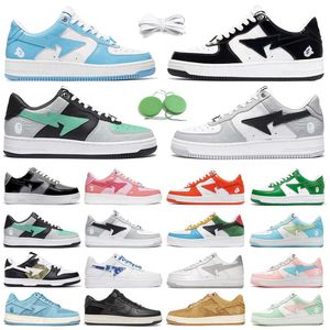 Bapestas Baped Men Men Sapatos de corrida Bapesta Couro azul laranja verde preto Branco pastel camuflado bege tokyo cinza treinadores esportes tênis de tênis de plataforma