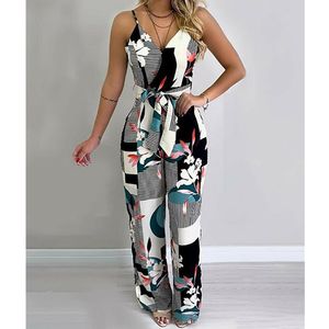 Women's Jumpsuits Rompers Women Boho Romper Floral Casual Summer Jumpsuit Bodysuit Sleeveless Loose Long Pants Trousers Holiday Beach Female Overall 221123