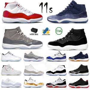With Box Basketball Shoes Men Women 11s Cherry Midnight Navy Metallic Sliver 25th Anniversary 72-10 Low Bred Pure Violet Mens Trainers Sport Sneakers