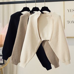 Kvinnors stickor Tees Sweaters Cardigans Kvinnor Batwing Long Sleeve Crop Top Loose Sticke Jacket Shawn Femme Autumn Winter Knitwear 221124