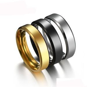Band Rings Fashion 6Mm Stainless Steel Ring Wedding Band Sier Rings For Men Woman Can Diy Engrave Engagement Jewelry Fit Size 513 Dr Dhqi0