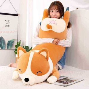 Gigante lindo Corgi Pillow Plush Pillows preenchido com algodão de algodão Kids Toys Kawaii Shiba Inu Dolls para Ldren Birthday Gift J220729