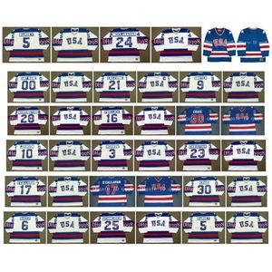 カレッジホッケーウェア1980 USA K1ジャージー21 Mike Eruzione 9 Broten 28 John Harrington 16 Mark Pavelich 30 Jim Craig 10 Mark Johnson Hockey Jerseys