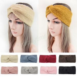 As mulheres de inverno cruzam faixas para a cabe￧a de cashmere larga banda de cabelo lateral twist turve turacs foads turbantes mais quentes para mulheres acess￳rios para o cabelo