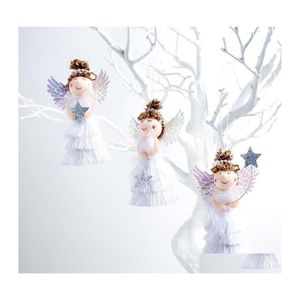 Christmas Decorations Christmas Decorations Creative Cute Cartoon Plush Angel Girl Pendant White Wool Doll Ornaments Xmas Tree Hangi Dhggi