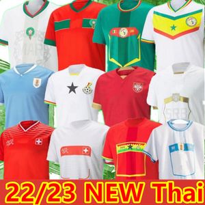 2022 2023 Marocko Soccer Jerseys Senegal Mane Hakimi Ghana 22 23 Schweiz Koulibaly Maillot Serbia Football Uniforms Skjortor Vlahovic Mitrovic Tadic Uruguay Awa