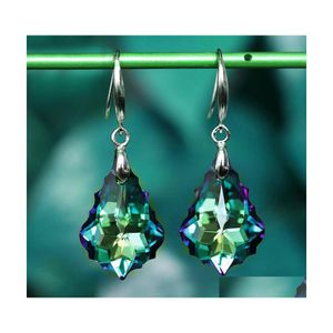 Dangle Chandelier Sier Austrian Crystal Colorf Baroque Leaf Fashion Dangle Earring Jewelry Good Gift Drop Earrings Wholesale Delive Dhzsc