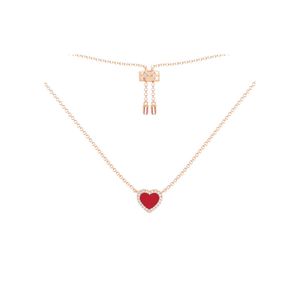 Designer Heart Love Necklace For Women Stainless Steel Accessories Zircon Green Pink Hearts chain for Womens Jewelry Gift