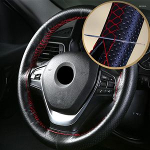 Steering Wheel Covers Car Braid Cover Soft Texture With Needles And Thread Real Leather Styling Second Layer