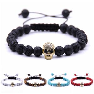 Beaded 10Pc/Set Handmade Woven Bracelets Turquoise Stone Decorative Skl Head Beaded For Men And Women Drop Delivery Jewelry Dhgarden Dhesx