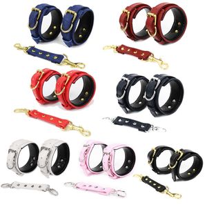 Beauty Items 7 Colors PU Leather sexyy Handcuffs Black Restraints Foot Cuffs Bdsm sexy Toys for Couples Bondage Erotic Womens Adult games