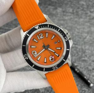 NEUE Qualitäts-Weiß-Orange-Uhren SUPEROCEAN HERITAGE Automatik-Uhrwerk mit mechanischem Uhrwerk, Lederarmband, Floding-Verschluss, Herren-Armbanduhr, luxuriöses Armbanduhrenarmband