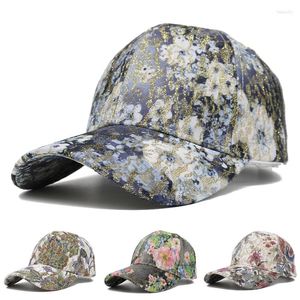 Boll Caps märke Kvinnor Floral Baseball Cap Spring Summer Casual Vintage Flower Snapback For Women Bone Gorras Ladies Sun Hats