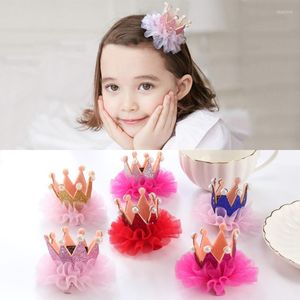 Haaraccessoires Fashion Children's Crown Princess Flower Bud Silk Clips For Girls Baby Kids Hoofddeksels Haarspeld