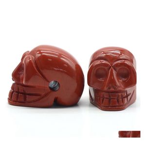 Loose Gemstones 2M Natural Red Jasper Stone Skl Hand Carved Human Head Scpture Gemstone Carving Drop Delivery Jewelry Dhghc