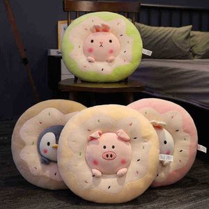 40cm fofo de almofada de rosca de carrinho de bicho de animais de donut kawaii pluxush brinquedo de cadeira macia almofada de sofá doméstico para crianças presentes j220729