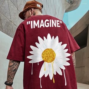Men's T -skjortor 2022 Harajuku Daisy Flower Print Tshirts Mens Summer Casual Streetwear Overdized 8xl Tops Tees Män Hip Hop Fashion Man