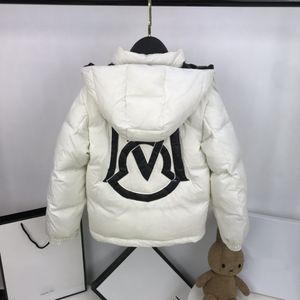 babykl￤der barn designer rockar barn kl￤der flicka pojkar kl￤der lyxiga ner parka med bokst￤ver borttagbar hatt h￶guppl￶st ljus nylon vit g￥s nedg￥ngar