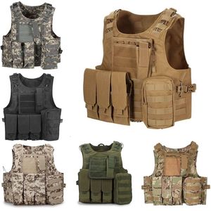 Mäns västar 600D Oxford Tactical Mens Military Hunting Field Battle Airsoft Molle Waistcoat Combat Assault Plate 221124