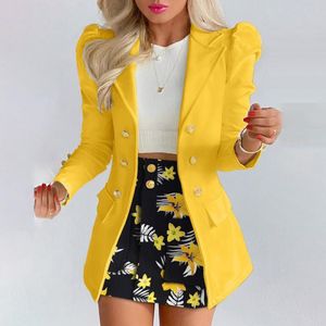 Dwuczęściowa sukienka 1 set Kobiety Blazer Solid Lapel Floral Print Spódnica Conjuntos de Falda 221124