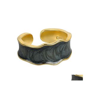 Band Rings Burning Sand Enamel Drop Ring Glaze Resin White Black Copper Womens Personalized Simple Design Open Adjustable Rings Deli Dhvur