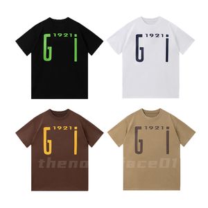 Luxuriöse Modemarke, Herren-T-Shirt, Poloshirt, Jubiläum, Buchstabendruck, Rundhalsausschnitt, kurze Ärmel, lockeres T-Shirt, lässiges Oberteil, Schwarz, Weiß, Khaki, Braun, asiatische Größe S-2XL