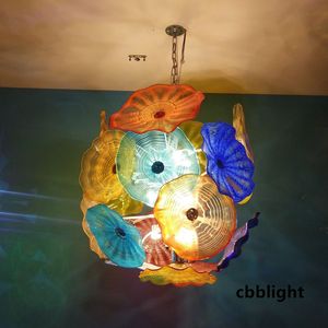 Clever Design Suspension Lamps Multicolor Dia40 Inches Glass Plates Chihuly Style Chandeliers Hand Blown Glass Chandelier Light Luxury Hanging Fixture LR1306